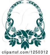 Clipart Of A Teal Laurel Wreath And Ribbons Royalty Free Vector Illustration