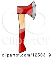 Clipart Of A Red Axe Royalty Free Vector Illustration
