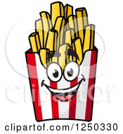 Clipart Of A Box Of French Fries Character Royalty Free Vector Illustration