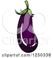 Clipart Of A Purple Eggplant Royalty Free Vector Illustration