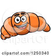 Clipart Of A Croissant Character Royalty Free Vector Illustration