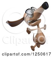 Clipart Of A 3d Bespectacled Dachshund Dog Jumping 2 Royalty Free Illustration by Julos