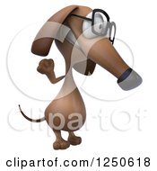 Clipart Of A 3d Bespectacled Dachshund Dog Waving 2 Royalty Free Illustration