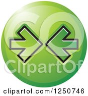 Poster, Art Print Of Round Green Icon With Arrows Pointing At Each Other