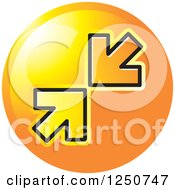 Poster, Art Print Of Round Orange Icon With Arrows Pointing At Each Other