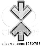 Clipart Of Two Silver Arrows Pointing At Each Other Royalty Free Vector Illustration