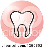 Clipart Of A Round Pink Tooth Icon Royalty Free Vector Illustration