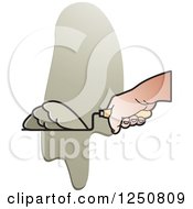 Clipart Of A Mason Hand And Grout Or Mortar Royalty Free Vector Illustration by Lal Perera