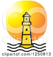 Poster, Art Print Of Yellow Lighthouse At Sunset