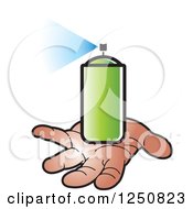 Clipart Of A Hand Holding Out A Can Of Green Spray Paint Royalty Free Vector Illustration