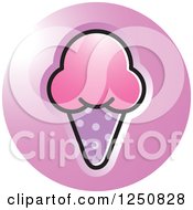 Clipart Of A Pink Waffle Ice Cream Cone Icon Royalty Free Vector Illustration