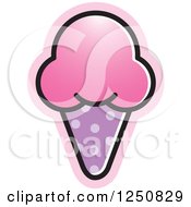 Clipart Of A Pink Waffle Ice Cream Cone Royalty Free Vector Illustration