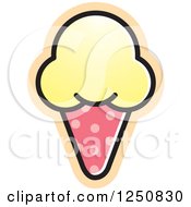Clipart Of A Yellow Waffle Ice Cream Cone Royalty Free Vector Illustration by Lal Perera