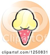 Clipart Of A Yellow Waffle Ice Cream Cone Icon Royalty Free Vector Illustration