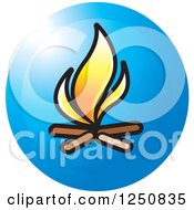 Clipart Of A Campfire In A Blue Circle Royalty Free Vector Illustration