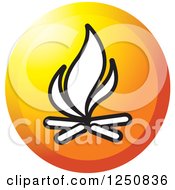 Clipart Of A Campfire In An Orange Circle Royalty Free Vector Illustration