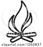 Clipart Of A Black And White Campfire Royalty Free Vector Illustration