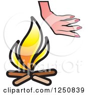 Clipart Of A Hand Over A Campfire Royalty Free Vector Illustration