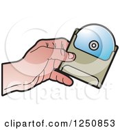 Clipart Of A Hand Holding A Cd Royalty Free Vector Illustration