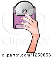 Clipart Of A Hand Holding A Cd Royalty Free Vector Illustration