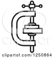Clipart Of A Black And White Vice Grip Clamp Royalty Free Vector Illustration