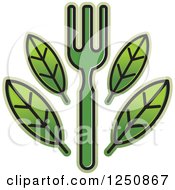 Clipart Of A Green Fork With Leaves Royalty Free Vector Illustration