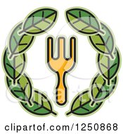 Clipart Of A Yellow Fork With Leaves Royalty Free Vector Illustration by Lal Perera