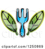 Clipart Of A Blue Fork With Leaves Royalty Free Vector Illustration by Lal Perera
