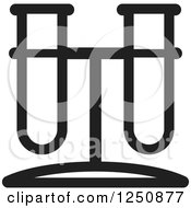 Clipart Of A Black And White Test Tube Stand Royalty Free Vector Illustration