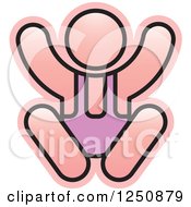 Clipart Of A Happy Baby In A Pink Onesie Royalty Free Vector Illustration