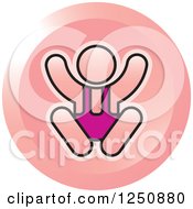 Clipart Of A Round Happy Baby Icon Royalty Free Vector Illustration