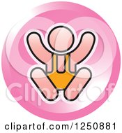 Clipart Of A Round Pink Happy Baby Icon Royalty Free Vector Illustration by Lal Perera