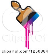 Clipart Of A Paintbrush Dripping With Gradient Royalty Free Vector Illustration