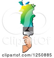 Clipart Of A Hand Using A Paintbrush With Gradient Paint Royalty Free Vector Illustration