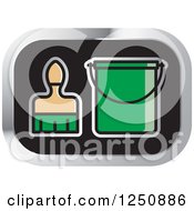 Paintbrush And Green Bucket Icon
