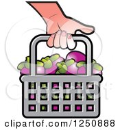 Poster, Art Print Of Hand Carrying A Shopping Basket Full Of Mangosteen Fruit