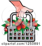 Poster, Art Print Of Hand Carrying A Shopping Basket Full Of Fruit
