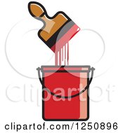 Poster, Art Print Of Paintbrush Dripping In A Red Bucket