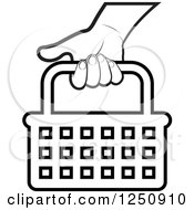 Poster, Art Print Of Black And White Hand Carrying A Shopping Basket Icon