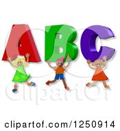 Poster, Art Print Of 3d Happy Children Carrying Abc