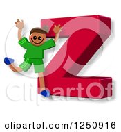 Poster, Art Print Of 3d Capital Letter Z And Happy Running Boy