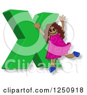 Clipart Of A 3d Capital Letter X And Happy Running Girl Royalty Free Illustration by Prawny