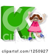 Poster, Art Print Of 3d Capital Letter K And Happy Running Girl