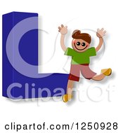 Poster, Art Print Of 3d Capital Letter L And Happy Running Boy