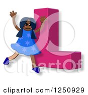 Poster, Art Print Of 3d Capital Letter L And Happy Running Girl