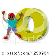 Poster, Art Print Of 3d Capital Letter O And Happy Running Boy