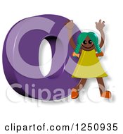 Clipart Of A 3d Capital Letter O And Happy Running Girl Royalty Free Illustration by Prawny