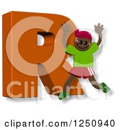 Poster, Art Print Of 3d Capital Letter R And Happy Running Boy