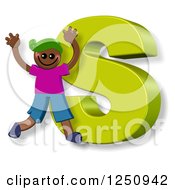 Clipart Of A 3d Capital Letter S And Happy Running Boy Royalty Free Illustration by Prawny