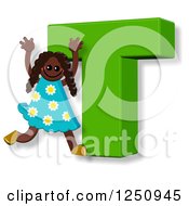 Poster, Art Print Of 3d Capital Letter T And Happy Running Girl